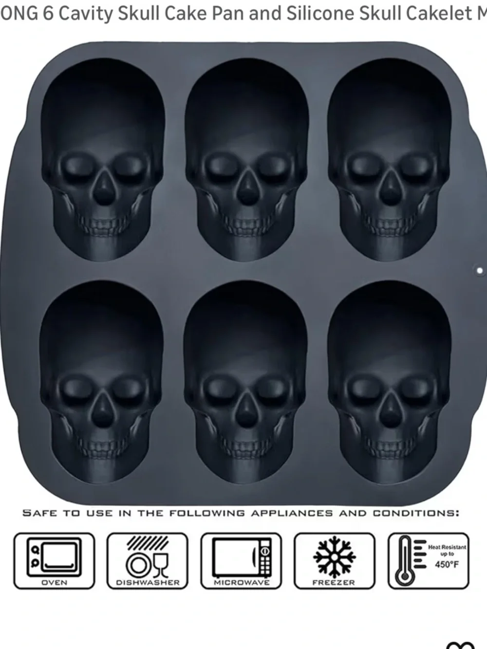 JETKONG 6 Cavity Skull Cake Pan and Silicone Skull Cakelet Mold nwt